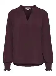 Mette V-Neck Ls Smock Top  WvnMette Smock Blouse