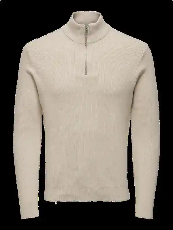 ONLY & SONS ONSPHIL REG 12 STRUC HALF ZIP KNIT NOOS Heren Trui - Maat L