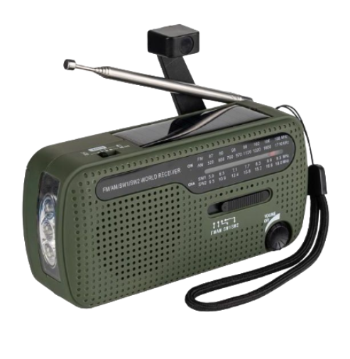 Draagbare en Opwindbare Noodradio (SW1/SW2/FM/AM)