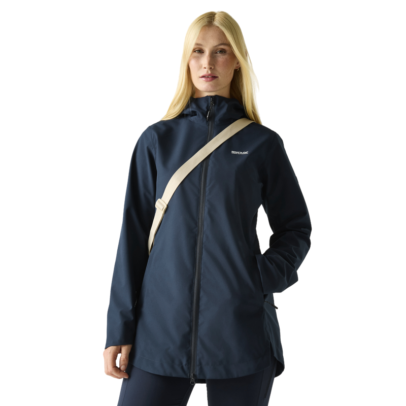 Dames regenjas, softshell jas, regenparka, PU, windbreaker met capuchon, waterdicht, lila, 38
