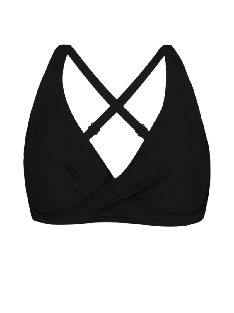 Solid Cross Halter Full Bikini Top