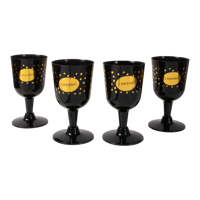 WIJNGLAZEN ZWART/GOUD /4