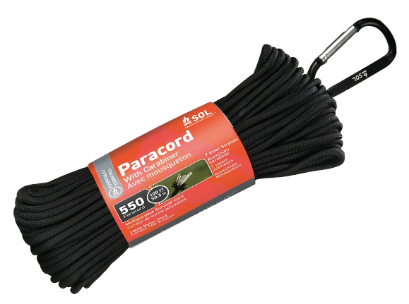 550 Paracord 30,5 m Karabijnhaak