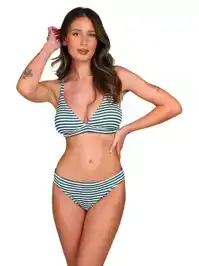 Delphinia-Stripe Bikini Top
