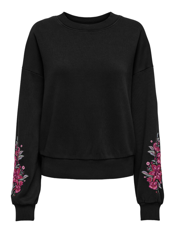 Only Trui Onlcallie L/s O-neck Embroidery Swt 15336941 Black/bouquet Dames Maat - XS