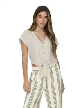 Sista SS Knot Linen Blend Shirt