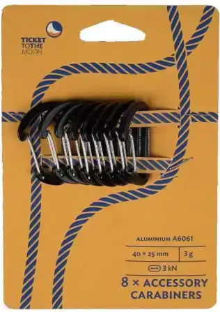 8x Aluminium Accessory Carabiners